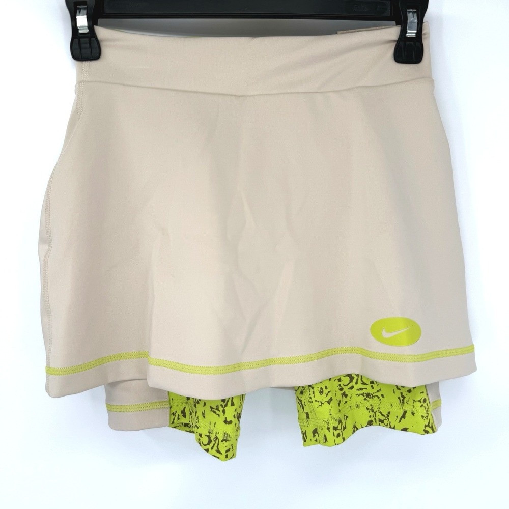 Nike Skort Girls M Tan Neon Yellow Dri-FIT Training Athletic Skirt‎ DO7115-126